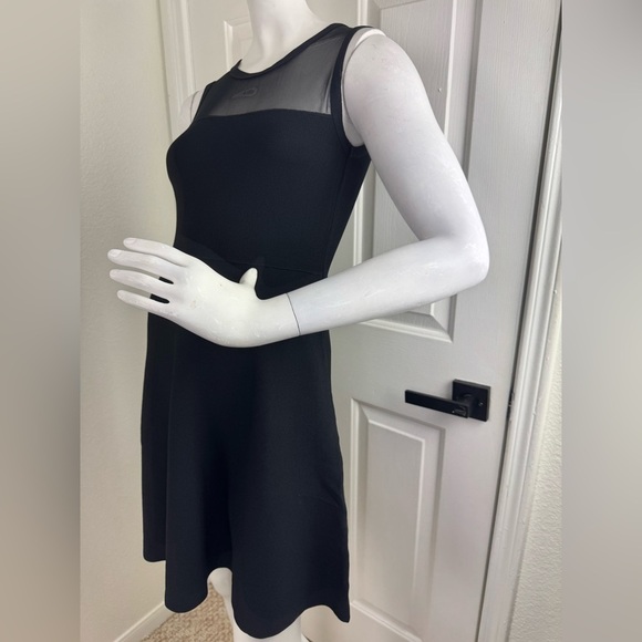 Line Mesh Fit & Flare Mini Black Skater Dress Women's Size S - Picture 3 of 13